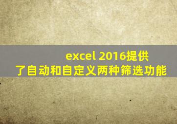 excel 2016提供了自动和自定义两种筛选功能